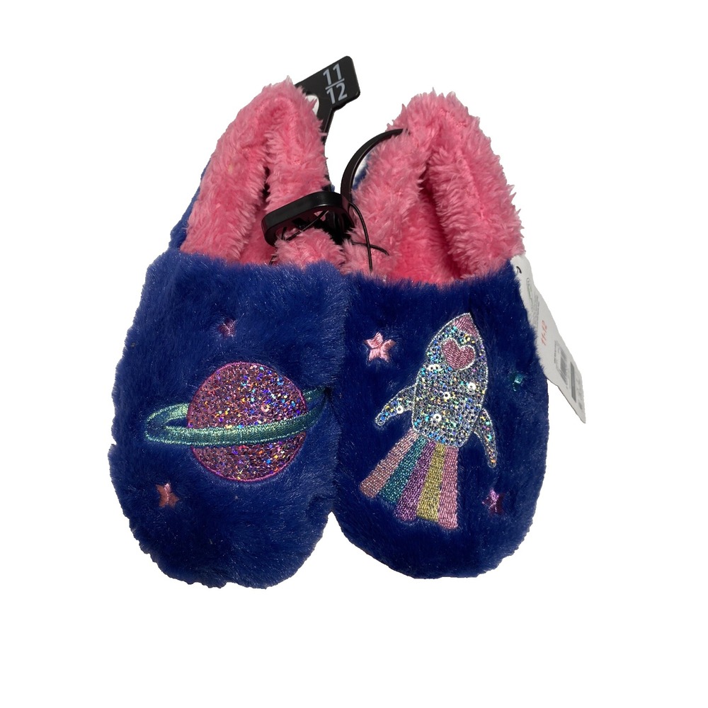 wonder nation toddler girls rocket planet solar system slippers size 11-12